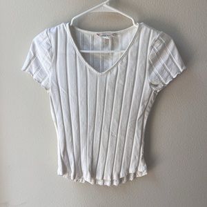 White Fitted Top. Pink Rose Brand.